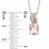 Thumbnail Image 1 of Oval Morganite and Lab-Created White Sapphire Ribbon Pendant in 10K Rose Gold