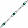 Lab-Created Emerald and White Topaz Bracelet in Sterling Silver - 7.25"