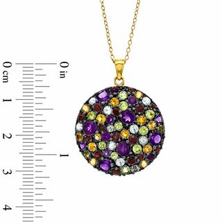 Multi-Gemstone Circle Pendant in Sterling Silver with 18K Gold Plate