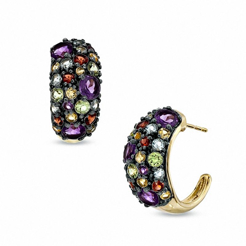 Multi-Gemstone Earrings in Sterling Silver with 18K Gold Plate|Peoples Jewellers