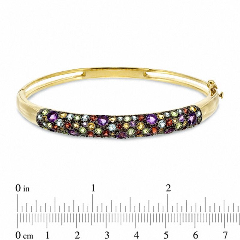 Main Image 2 of Multi-Gemstone Bangle in Sterling Silver with 18K Gold Plate - 7.25"