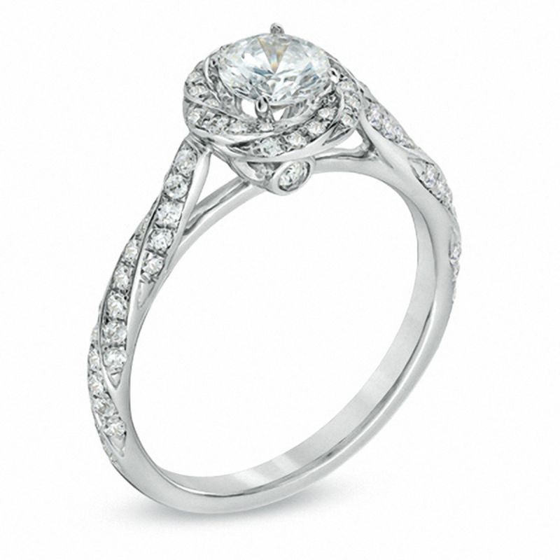 Celebration Canadian Lux® 0.83 CT. T.W. Diamond Cascading Frame Engagement Ring in 18K White Gold (I/SI2)