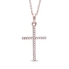 Thumbnail Image 0 of 0.05 CT. T.W. Diamond Cross Pendant in 10K Rose Gold