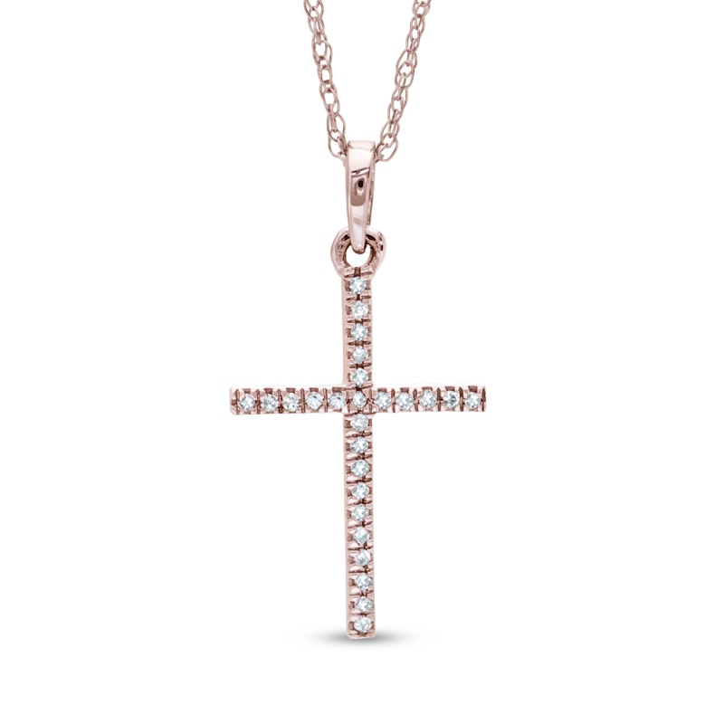 0.05 CT. T.W. Diamond Cross Pendant in 10K Rose Gold|Peoples Jewellers