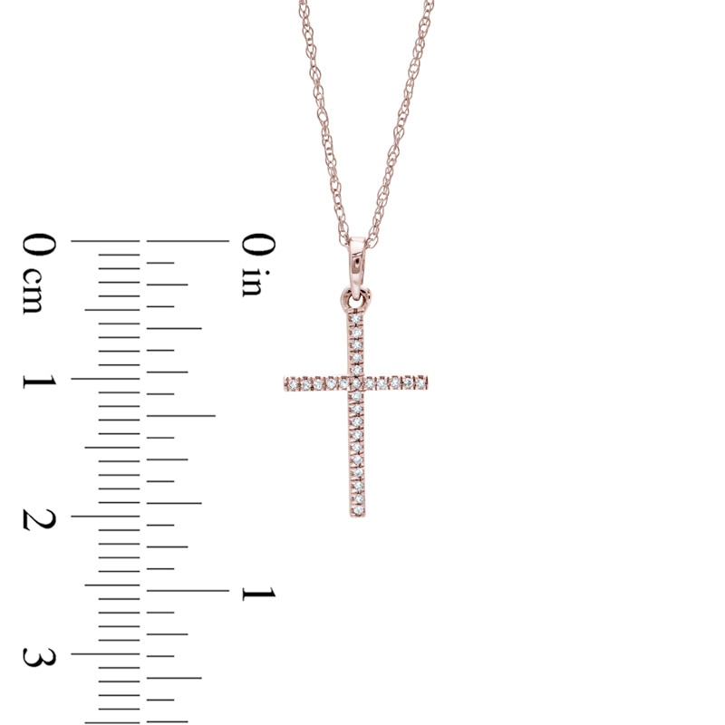 0.05 CT. T.W. Diamond Cross Pendant in 10K Rose Gold