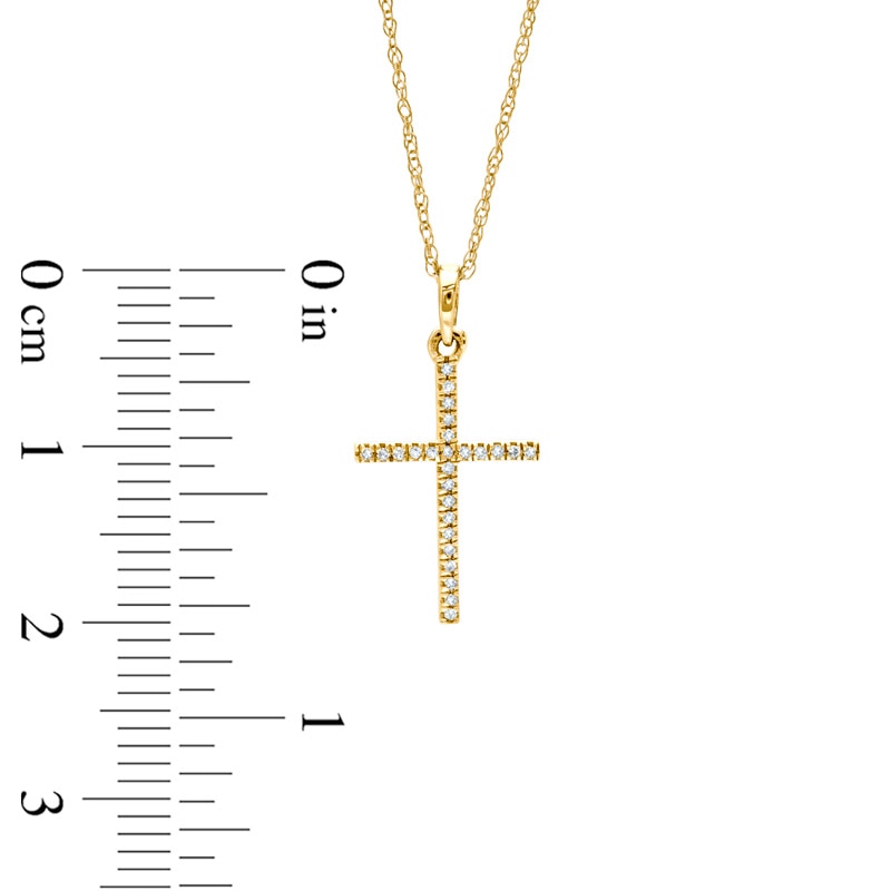 Main Image 2 of 0.05 CT. T.W. Diamond Cross Pendant in 10K Gold