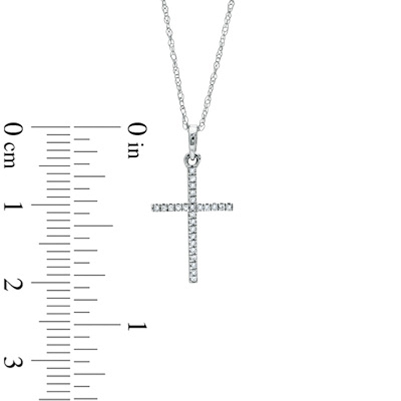 0.05 CT. T.W. Diamond Cross Pendant in 10K White Gold