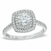 Thumbnail Image 0 of 1.20 CT. T.W. Diamond Square Double Frame Engagement Ring in 14K White Gold