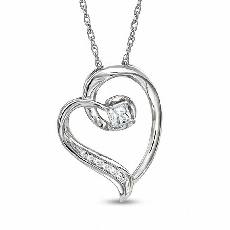 0.25 CT. T.W. Diamond Heart Pendant in 10K White Gold|Peoples Jewellers