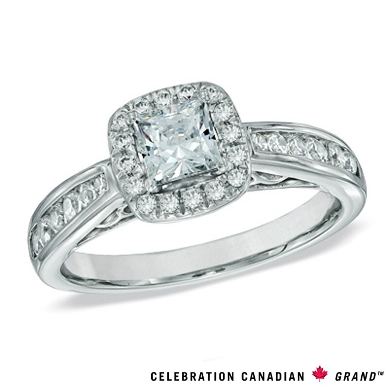 Celebration Canadian Ideal 1.00 CT. T.W. Princess-Cut Diamond Ring in 14K White Gold (I/I1)