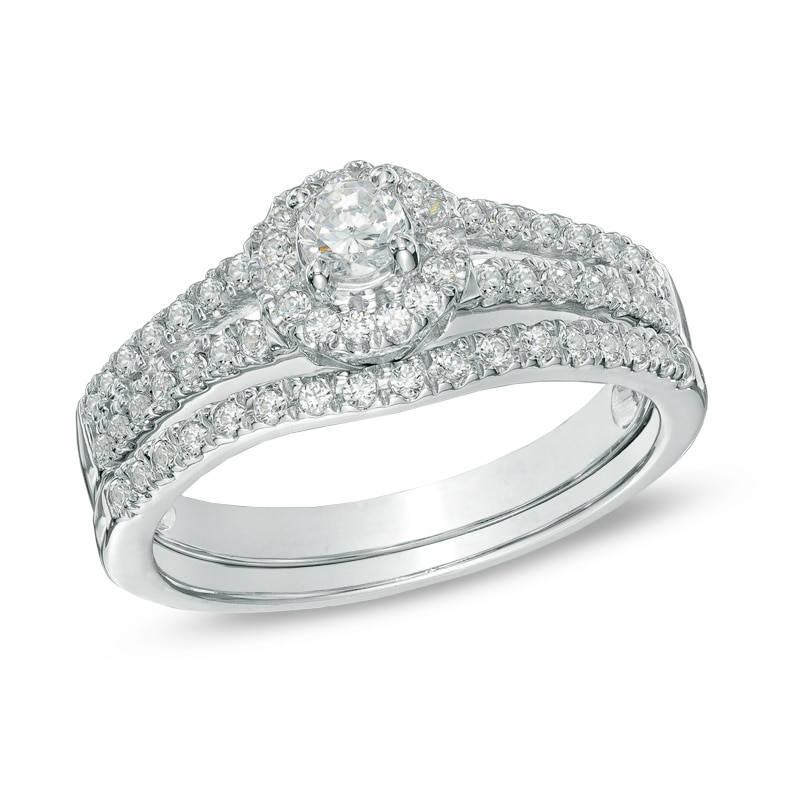0.50 CT. T.W. Diamond Frame Bridal Set in 14K White Gold|Peoples Jewellers