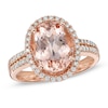 Thumbnail Image 0 of Oval Morganite and 0.25 CT. T.W. Diamond Ring in 14K Rose Gold