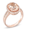 Oval Morganite and 0.25 CT. T.W. Diamond Ring in 14K Rose Gold