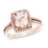 Thumbnail Image 0 of 8.0mm Cushion-Cut Morganite and 0.30 CT. T.W. Diamond Ring in 14K Rose Gold