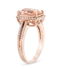 Thumbnail Image 1 of 8.0mm Cushion-Cut Morganite and 0.30 CT. T.W. Diamond Ring in 14K Rose Gold