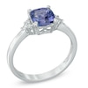 6.5mm Cushion-Cut Tanzanite and Diamond Accent Ring in 10K White Gold