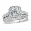 Thumbnail Image 1 of 6.0mm Princess-Cut Lab-Created White Sapphire Fashion Ring in Sterling Silver