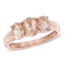 Thumbnail Image 0 of Oval Morganite and Diamond Accent Three Stone Ring in 10K Rose Gold