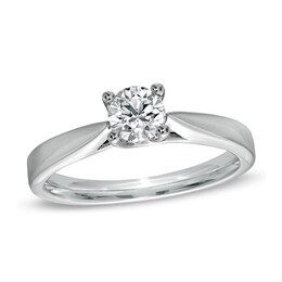 Canadian Ideal 0.50 CT. Certified Diamond Engagement Ring in 14K White Gold (I/I1)