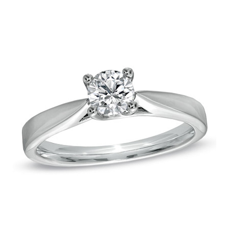 Main Image 1 of Canadian Ideal 0.50 CT. Certified Diamond Engagement Ring in 14K White Gold (I/I1)