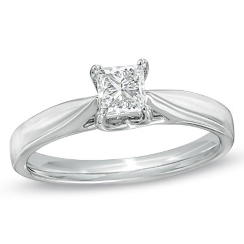 Canadian Ideal CT. Princess-Cut Certified Diamond Ring in 14K White Gold (I/I1