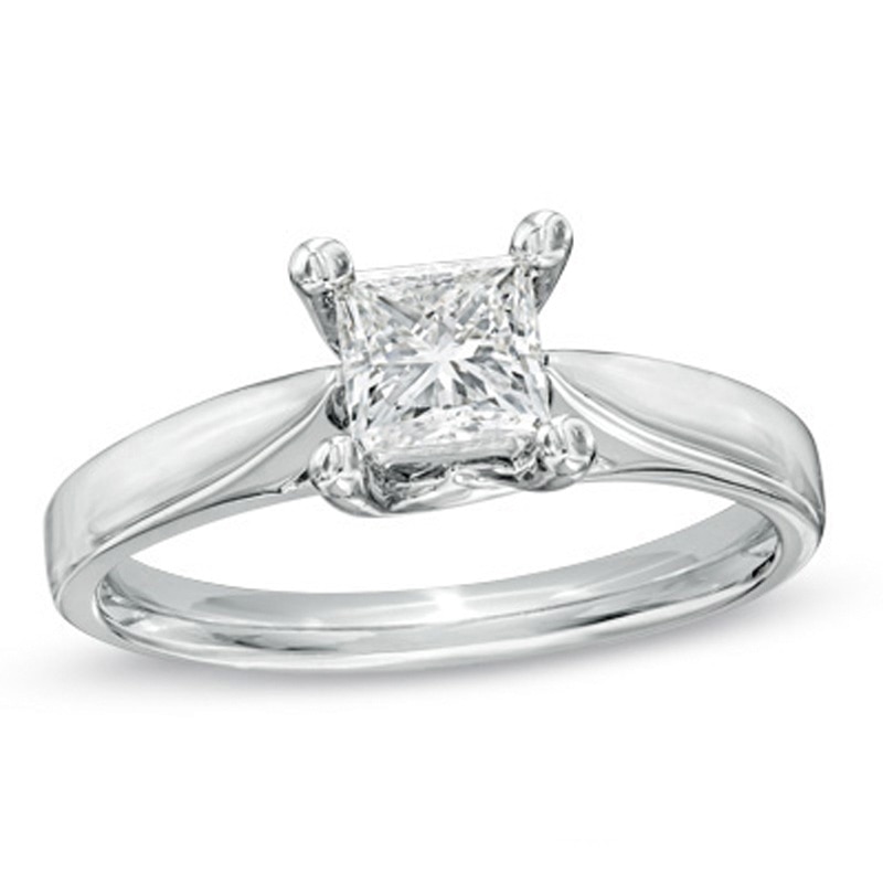 Main Image 1 of Canadian Ideal 0.70 CT. Princess-Cut Certified Diamond Ring in 14K White Gold (I/I1)