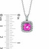 Thumbnail Image 2 of 7.0mm Cushion-Cut Lab-Created Pink and White Sapphire Pendant in Sterling Silver