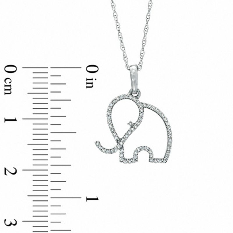 0.10 CT. T.W. Diamond Elephant Pendant in 10K White Gold