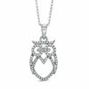 Thumbnail Image 1 of 0.10 CT. T.W. Diamond Owl Pendant in 10K White Gold