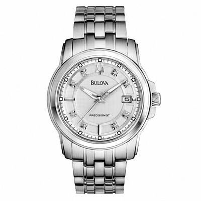 Men's Bulova Langford Precisionist Diamond Accent Watch with White Dial (Model: 96D118)
