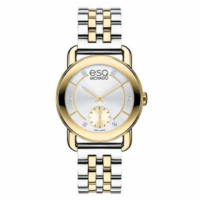 Ladies' ESQ Movado Classica Diamond Accent Two-Tone Watch with Silver-Tone Dial (Model: 07101411)