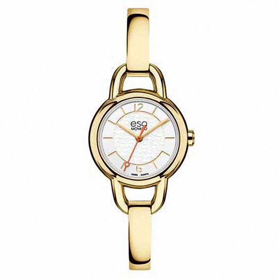 Ladies' ESQ Movado Status™ Gold-Tone Bangle Watch with Silver-Tone Dial (Model: 07101419)