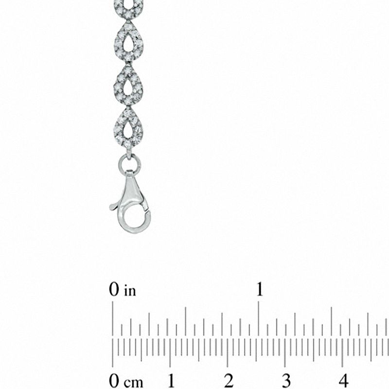 Main Image 2 of Pear-Shaped Lab-Created Ceylon and White Sapphire Bracelet in Sterling Silver - 7.25"