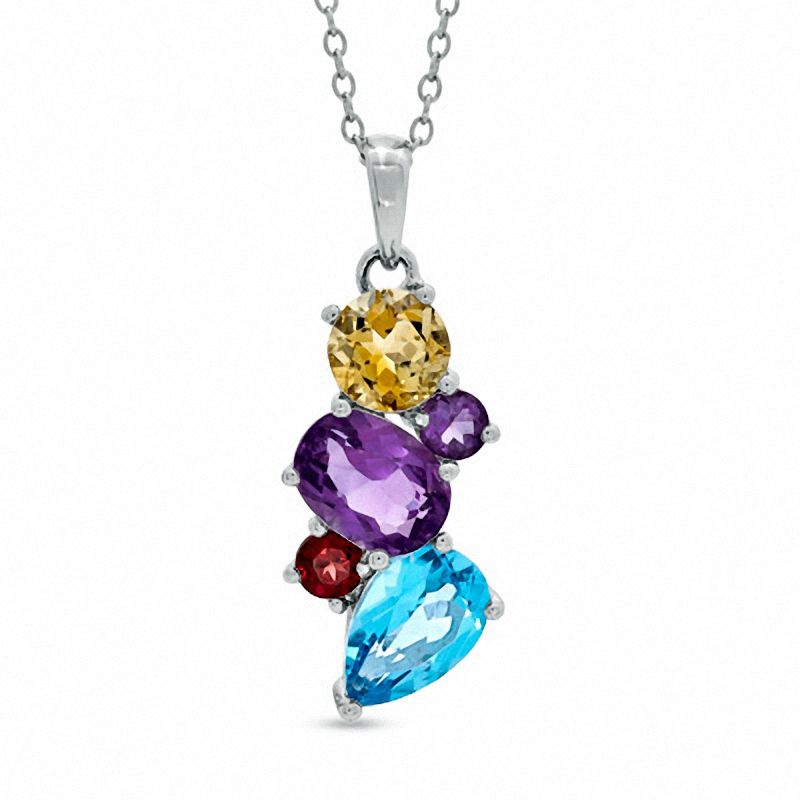 Multi-Gemstone Pendant in Sterling Silver|Peoples Jewellers