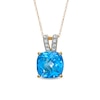 9.0mm Cushion-Cut Swiss Blue Topaz and Lab-Created White Sapphire Pendant in 10K Gold