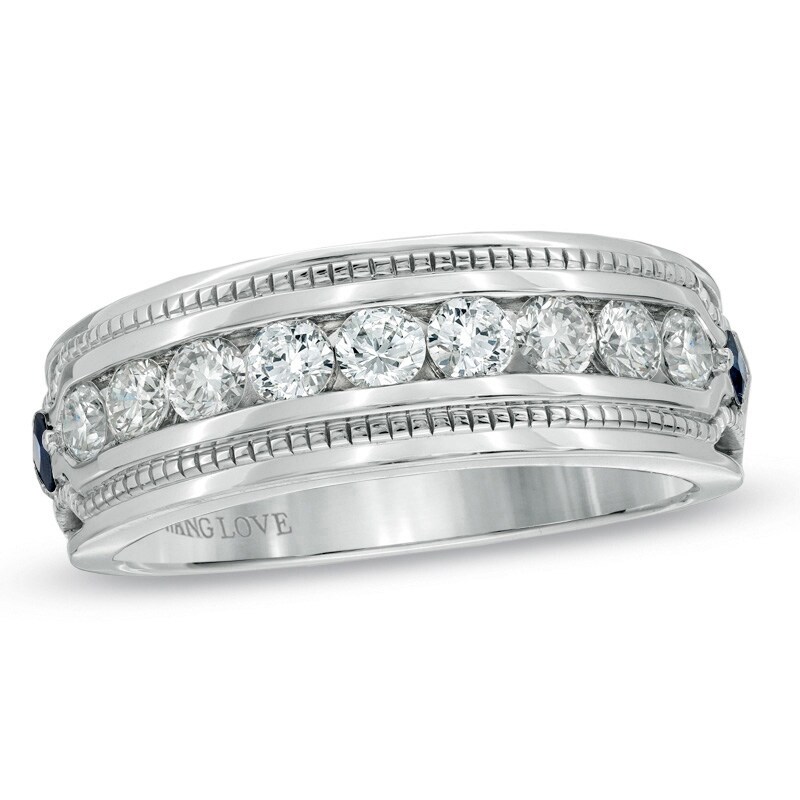 Main Image 1 of Vera Wang Men's 0.95 CT. T.W. Diamond Wedding Band in 14K White Gold