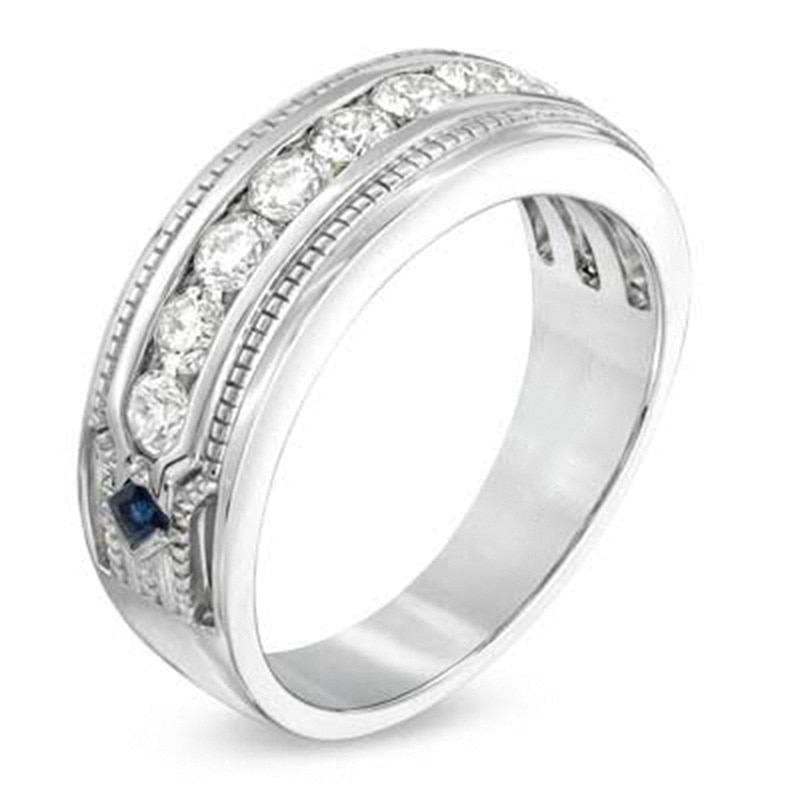 Main Image 2 of Vera Wang Men's 0.95 CT. T.W. Diamond Wedding Band in 14K White Gold