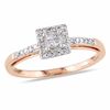 0.19 CT. T.W. Quad Princess-Cut Diamond Square Frame Engagement Ring in 10K Rose Gold