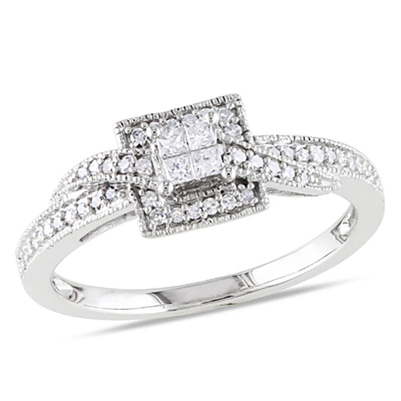 0.24 CT. T.W. Quad Princess-Cut Diamond Promise Ring in 10K White Gold