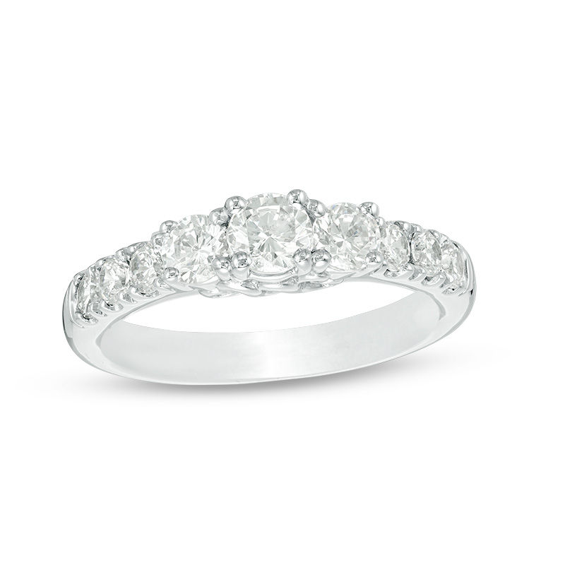 Celebration Canadian Ideal 1.20 CT. T.W. Diamond Three Stone Ring in 14K White Gold (I/I1)