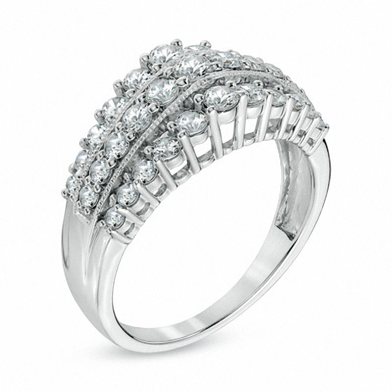 1.00 CT. T.W. Diamond Triple Row Vintage-Style Anniversary Band in 10K White Gold