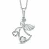 Thumbnail Image 1 of 0.13 CT. T.W. Diamond Angel With Heart Pendant in Sterling Silver