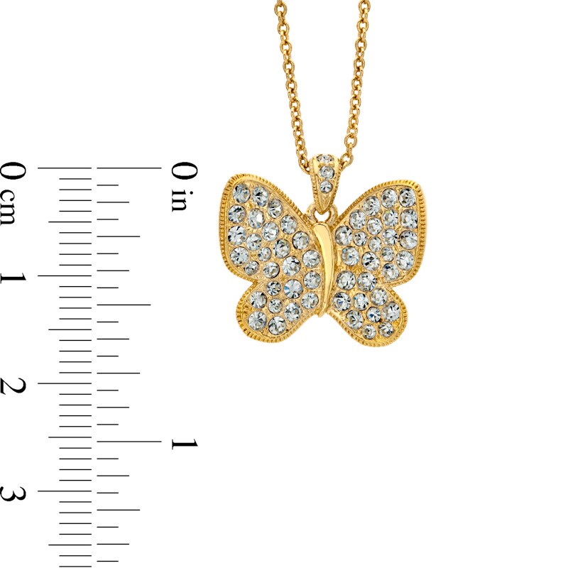 AVA Nadri Crystal Butterfly Pendant in Brass with 18K Gold Plate - 16"