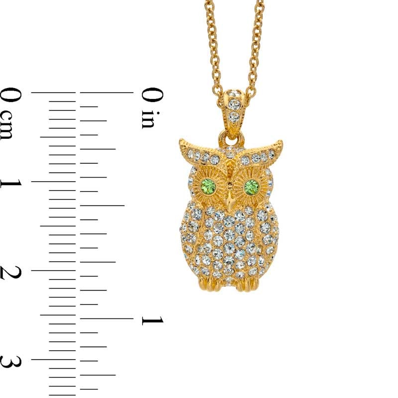 AVA Nadri Crystal Owl Pendant in Brass with 18K Gold Plate - 16"