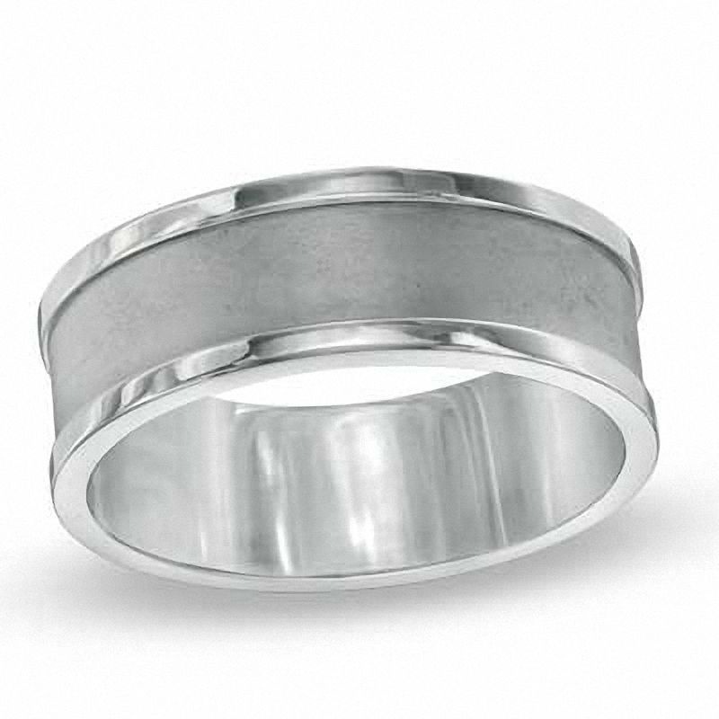 Men's 8.0mm Satin Stepped Edge Comfort Fit Titanium Band - Size 10|Peoples Jewellers