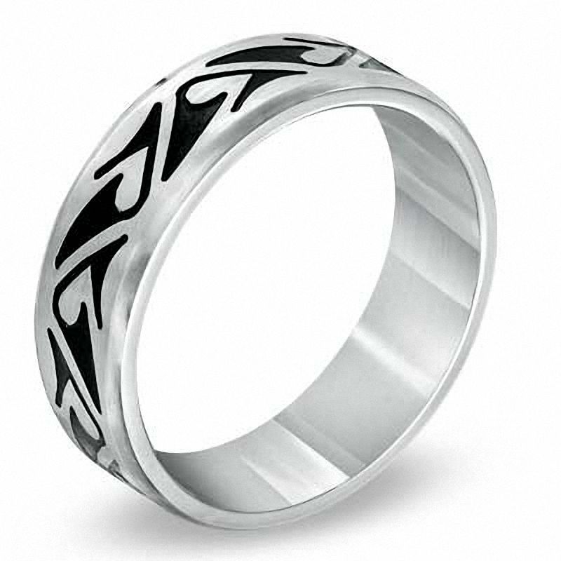Triton Men's 7.0mm Comfort Fit Stainless Steel Tribal Wedding Band - Size 10