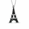 Thumbnail Image 1 of 0.09 CT. T.W. Enhanced Black and White Diamond Eiffel Tower Pendant in Sterling Silver