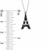 Thumbnail Image 2 of 0.09 CT. T.W. Enhanced Black and White Diamond Eiffel Tower Pendant in Sterling Silver