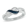 Thumbnail Image 0 of 0.10 CT. T.W. Enhanced Blue and White Diamond Loose Knot Ring in Sterling Silver