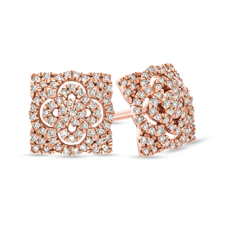 Main Image 1 of 0.40 CT. T.W. Diamond Lace Stud Earrings in 10K Rose Gold